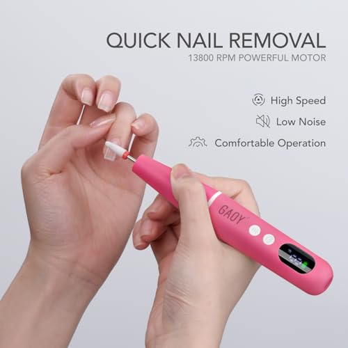GAOY Cordless Nail Drill with LED Display, Hot Pink
