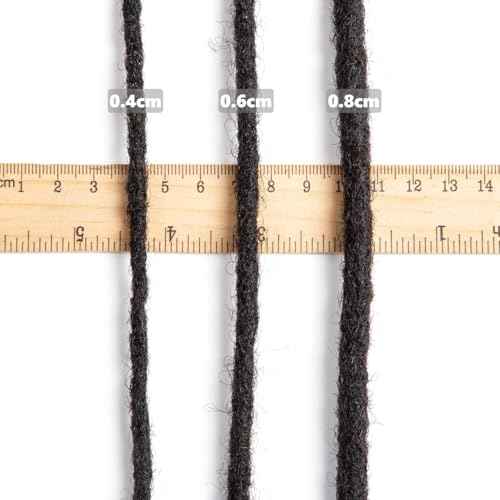 Teresa 8 Inch 0.8cm Width Loc Extension Human Hair Natural Black 30 Strands Full Hand-made Permanent Locs Extensions Can Be Dyed and Bleached for Men/Women/Kids Real Dreadlock Extensions Human Hair