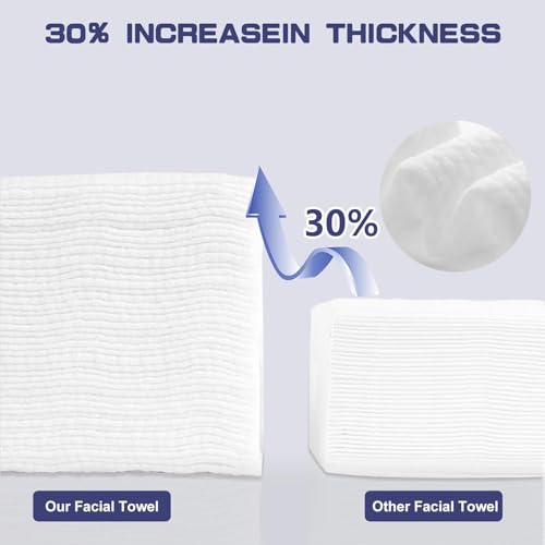 Disposable Face Towel, 600 Count Face Towels, for Washing Soft Cotton Dry Wipes Facial Cloths Towelettes for Washing and Drying, Facial Tissue for Cleansing, Skincare and Makeup Remover
