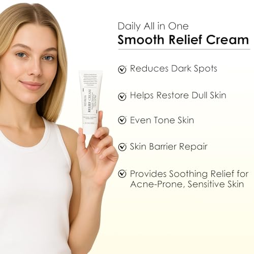 Relief Cream for Skin Barrier Support, Soothing & Nourishing Care for Blemish-Prone and Uneven Skin Tone with Arbutin, Tranexamic Acid & Niacinamide, Vegan Formula for Sensitive Skin, 1.69 fl oz