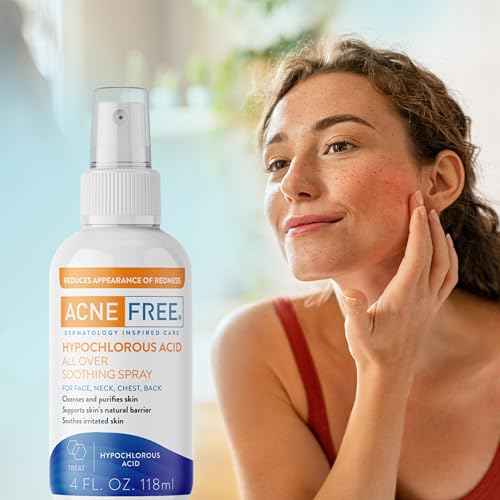 AcneFree Hypochlorous Acid Soothing Spray for Face & Body ? Redness Relief Mist for Acne-Prone, Sensitive, or Irritated Skin ? Gentle Daily Spray for Breakout Support & Skin Barrier Balance ? 4 ounce
