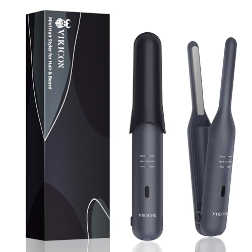 VIKICON Mini Cordless Hair & Beard Straightener | 3/10" Ceramic Plates