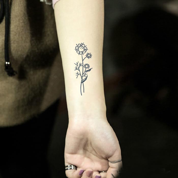Semi Permanent Temporary Tattoos 24pc Minimalist Floral Waterproof