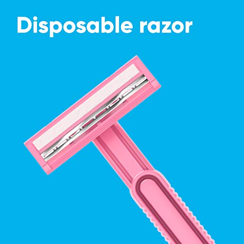 Disposable Razors for Women - 18 Count, Comfort Handle & Lubrastrip