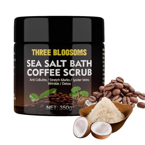 Coffee Scrub Body Exfoliator, 350g Anti Cellulite, Anti aging, Removes Dark Circles, Wrinkles, Gift for Women and Men, contains Coffe-Seeds, Sea Salt, Coconut Oil, Leaf Extracts (350g, Coffee Scrub)