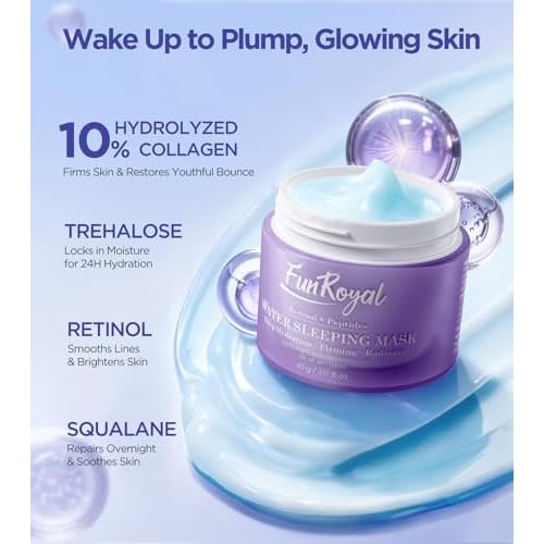 Glow-Boosting Face Masks Skincare Set ? Deep Detox Clay Mask for Clear Pores, Blackheads and Excess Oil, Hydrating Overnight Face Mask with 10% Hydrolyzed Collagen ? Spa-Like Facial Skin Care at Home