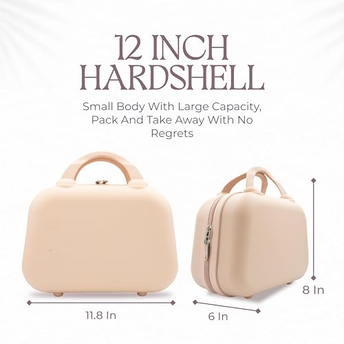 Travel Makeup Bag for Women, Large Travel Toiletry Bag for Cosmetics, Skincare - 12 Inch Hard Shell Cosmetic Case (Pink)