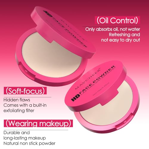 Pressed Powder Compact 6 Colors, Oil Control & Brightening Face Makeup