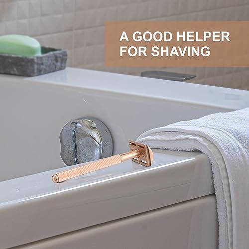 Single Blade Razor with 10 Double Edge Safety Razor Blades Refill, Metal Razor for Men Women, Zero Waste Reusable Eco-Friendly Razor for Close Smooth Shave - Gold