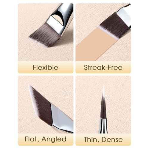 EIGSHOW Angled Flat Foundation Brush, Vegan Synthetic Bristles, Streak Free Application, Face Makeup Brush For Blending Liquid, Cream, Face Mask (E870)