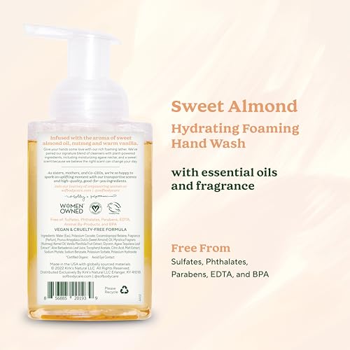 South Of France Sweet Almond Foaming Hand Wash by SoF Body Care (Formerly Body Care) | Hydrating Organic Agave Nectar| 8 oz Pump Bottle Each | 3 Bottles