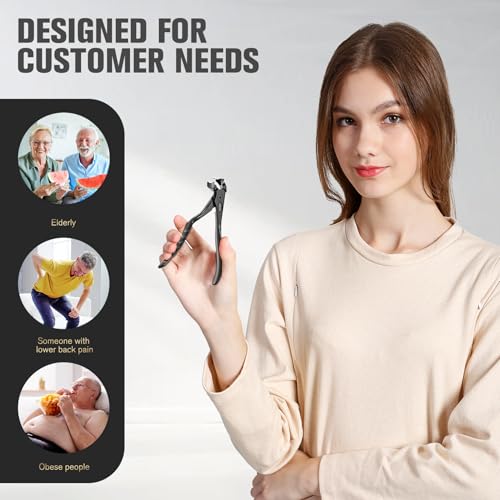 Ergonomic Long Handle Nail Clippers for Thick Toenails