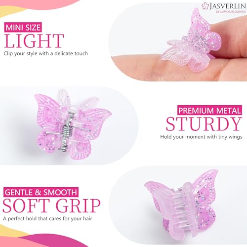 Butterfly Clips for Hair Glitter, Y2K Mini Cute Claw 50 Pcs
