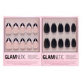 Glamnetic Press-On Nails Bundle - Caviar & Boba | Semi-Transparent, Short Almond Nails, Reusable | Opaque Black Short Almond Nails | Reusable Nail Kit with Glue