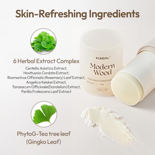 KUNDAL Korean Perfumed Deodorant Stick - Modern Wood, 1.09 oz