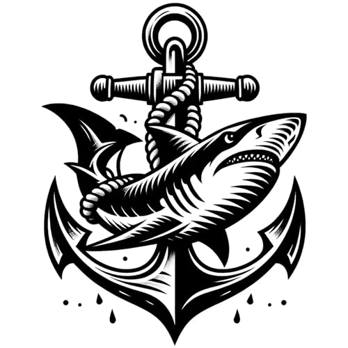 Temporary Tattoos Anchors Shark Steering Wheel Set