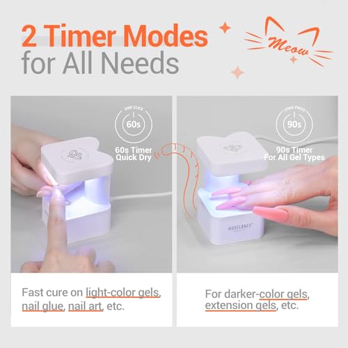Modelones Mini UV Nail Lamp with Dual Timers for Gel Polish
