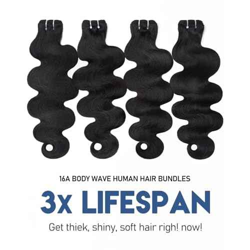 Lucklady 16A Raw Bundles Human Hair Body Wave, 3 Bundles 18 20 22 Inch Body Wave Bundles Human Hair, Triple Lifespan Virgin Remy hair