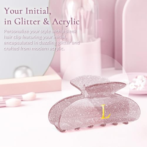 Personalized Initial Hair Clip - Glitter Acrylic Claw for Women & Teens