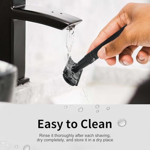 Matte Black Safety Razor, Single Blade Razors for Men, with 10 Stainless Steel Double Edge Blades, Reusable Metal 1 Blade Razor, Eco-Friendly, Smooth and Close Shave, Sustainable, Plastic Free