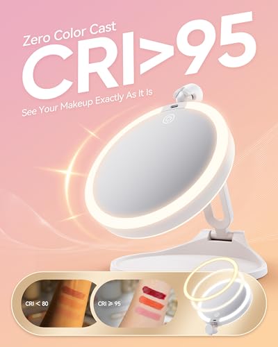 Travel Makeup Mirror with Lights, 1X/30X Magnification, 3 Color Modes