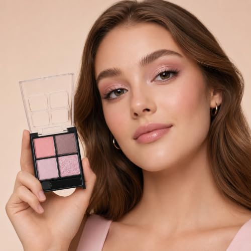 4-Color Neutral Eyeshadow Palette with Shimmer & Glitter