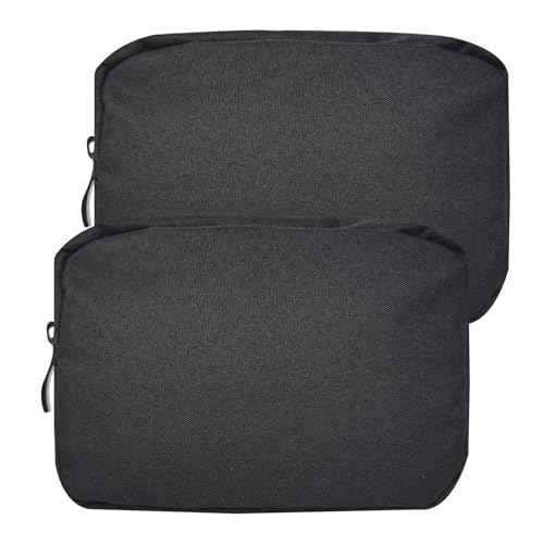 Small Makeup Bag For Purse, 2 Pack Travel Zippered Pouch, Portable Versatile Mini Organizer Toiletry Cosmetic Bag Nylon Electronics Accessories Storage Pouch For Women Men (Black)