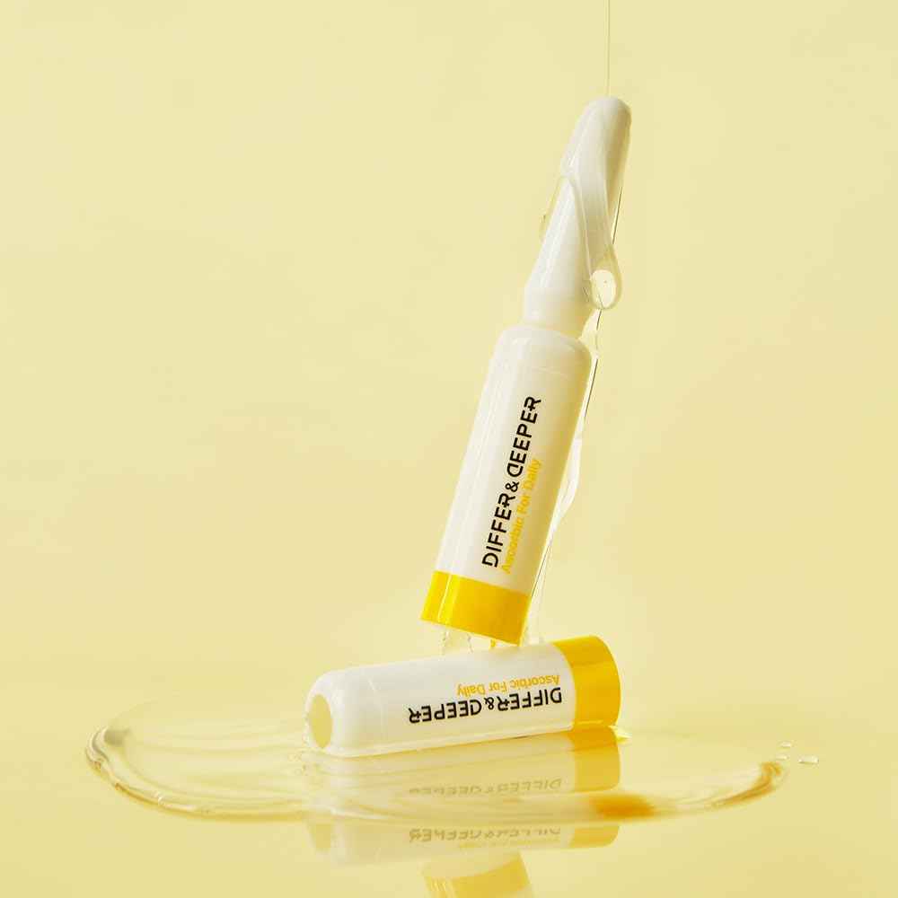 Differ & Deeper Ascorbic For Daily Ampoule – 20% Pure Vitamin C Serum Lightweight Formula | K-Beauty Skincare Ampoules (7 x 2ml)