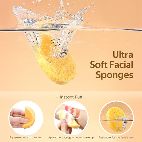 GAINWELL 50 Compressed Biodegradable Facial Sponges for Cleansing