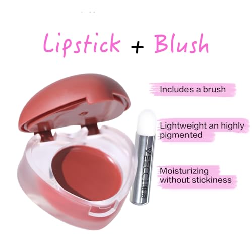 Pudding Lip & Cheek Multi-Use Cream | Heart-Shaped Lip Gloss | Natural Hydrating Glow Multi-Use Dewy Balm with a Long-Lasting and Smudge-Proof Formula (02Lively Girl)