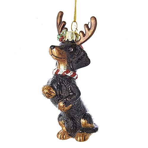 Noble Gems™ Dachshund With Antlers Glass Ornament for Christmas