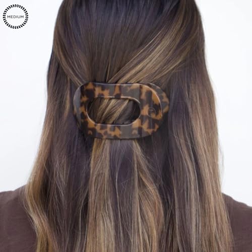 TELETIES Medium Flat Round Hair Clip - Bendable Teeth, Comfortable Design