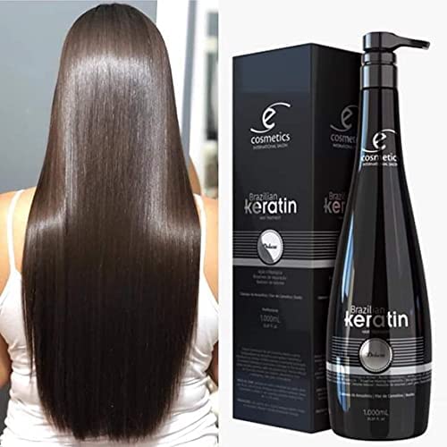 Ecosmetics Deluxe Brazilian Keratin Treatment Organic Semi Definite 1L Brazilian Keratin Treatment | Progressive Brush | Straightening & Smoothing System | Volume Reducer | 100% Straight Hair