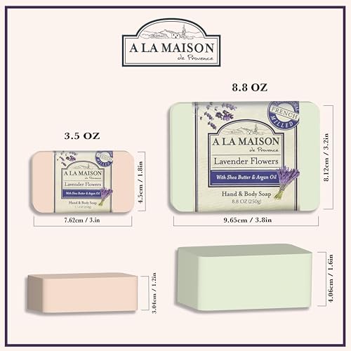 A LA MAISON Lavender Flower Bar Soap - Triple French Milled Natural Moisturizing Hand Soap Bar (3 Bars of Soap, 8.8 oz)