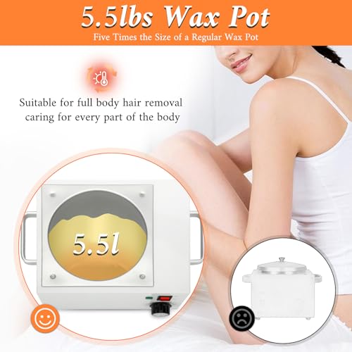 5.5 lbs Wax Pot Warmer Professional for Hair Removal,Large Wax Pot with 32-248¢µ(0-120¡É) Temperature Adjustment Settings for Home,Beauty Salon,Spa,Barber Shop,Gift
