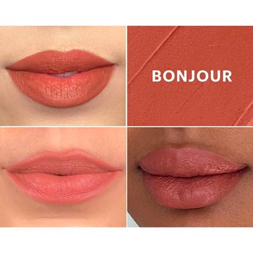 Glo Skin Beauty Suede Matte Lip Crayon (Bonjour) - Longwearing Formula Stays On All Day, With Conditioning Shea Butter + Mango Seed Oil for a Velvety Smooth Finish