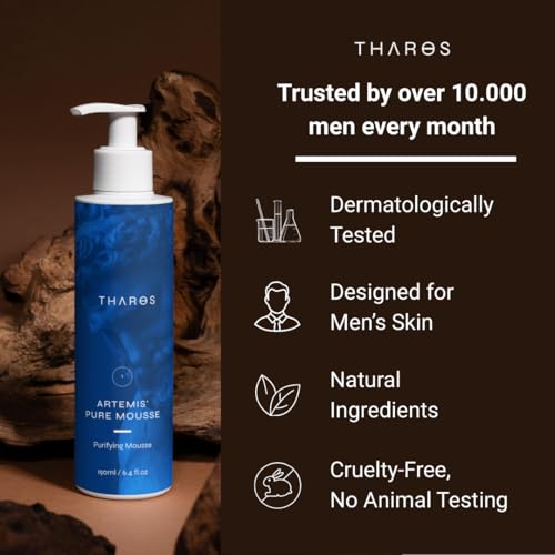 THAROS Men¡¯s Face Wash & Daily Facial Cleanser, Prevents Breakouts, Natural Anti-Aging Face Wash for Men, 6.4 fl.oz, Vegan, For Oily & Acne-Prone Skin