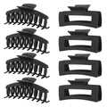Large Black Hair Clips for Women - 8 Pack Matte Claw Clips