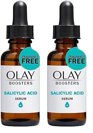 Olay Salicylic Acid Serum, Exfoliating Booster, Fragrance-Free, 1.0 Oz (Pack of 2)