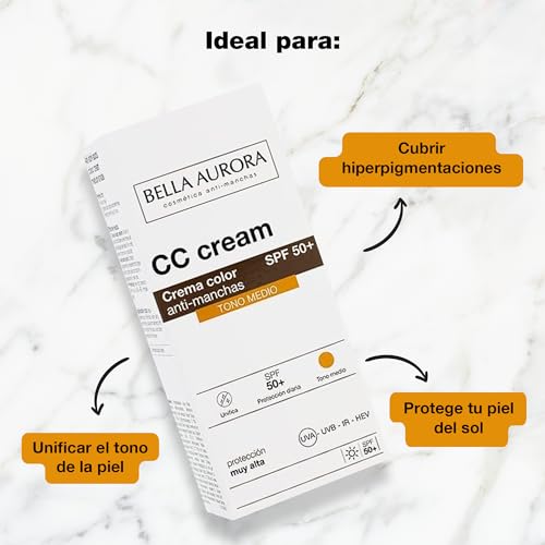 Bella Aurora Cc Cream Medium Shade SPF50 Plus, 30 ml