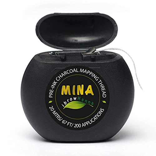MINA ibrow Pre-Inked Microblading String for Eyebrow Mapping Bamboo Charcoal Thread Mess-Free Measuring Tool for Marking Symmetrical Eyebrows, White, 20M