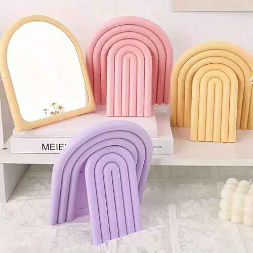 Arch Shaped Makeup Mirror for Desk Vanity Mirror for Bedroom,Living Room and Minimal Spaces Room Decor Home Decorations (Purple)