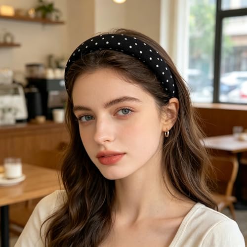 Polka Dot Headbands for Women, Non-Slip Wide Headband 2-Pack