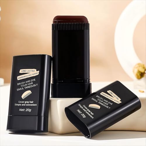 TABOUNTS 2-in-1 Hair Color Stick & Comb, Waterproof Root Touch-Up, Long-Lasting Hair Dye for Women & Men - Brownish Black (Pack of 2)