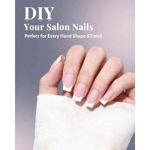 480 Pcs Extra Short Almond Nail Tips, Half Cover Square Nail Tips, 2 Shape Clear Short Fake Nails with Glue, Pre Shape Acrylic Nails with Files and Cuticle Fork for Salons and Home DIY