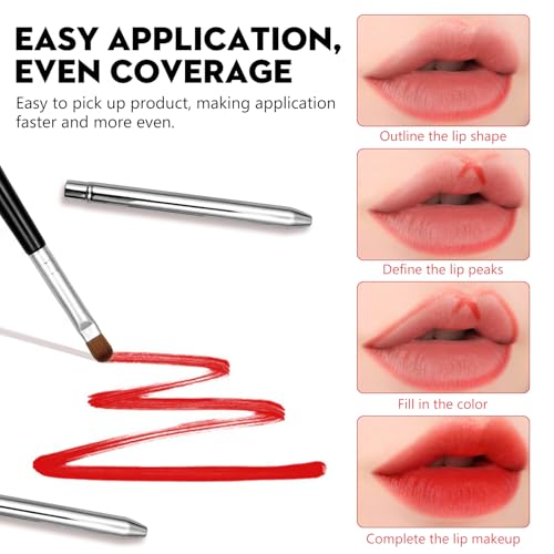 Silver Portable Lip Brush Set - Professional Makeup Tools for Lipstick & Gloss