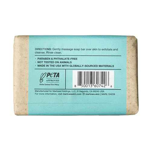 MARLOWE. No. 069 Body Scrub Soap Bar 7 Oz, Pro Model Body Exfoliator Bar Soap with Pumice, Apricot Seed Powder, Shea Butter & Olive Oil, Amber + Spice Santal Scent