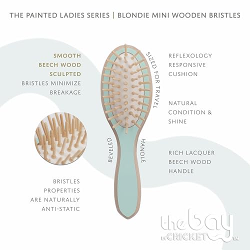 The Bay by Cricket¢â Blondie Wooden Mini Paddle Hair Brush Painted Ladies Series with Wood Bristles for Enhanced Smooth and Shiny Hair Results