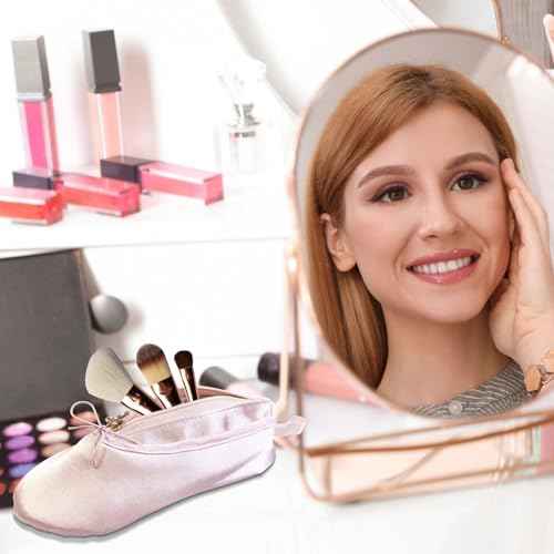 Ballet Shoe Makeup Bag, Small Cosmetic Bag for Trip Portable Cosmetic Travel Bag, Ballet Dance Shoe Makeup Bag Gifts for Women Girl Dancer Lover (Pale Pink)