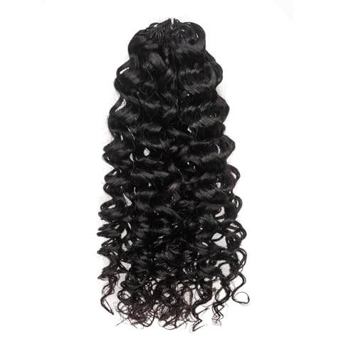 ToyoTress Kinky Curly Crochet Human Hair - 10 Inch 50G Feather-Line Invisible Knotless Crochet Human Hair For Black Women Natural Color Braiding Hair (10 Inch, 1B-50G)